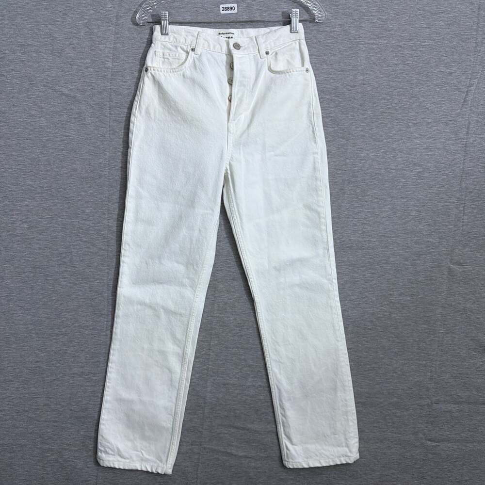 Reformation Women's 26 Porcelain Cynthia Straight Long Jeans High Rise Jeans